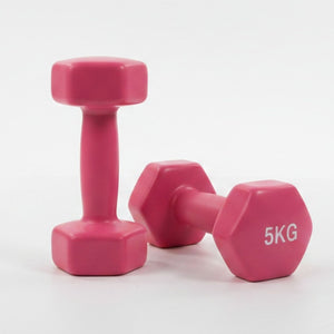 Set 2 Mancuernas 5Kg Plástico Rosa Ejercicio