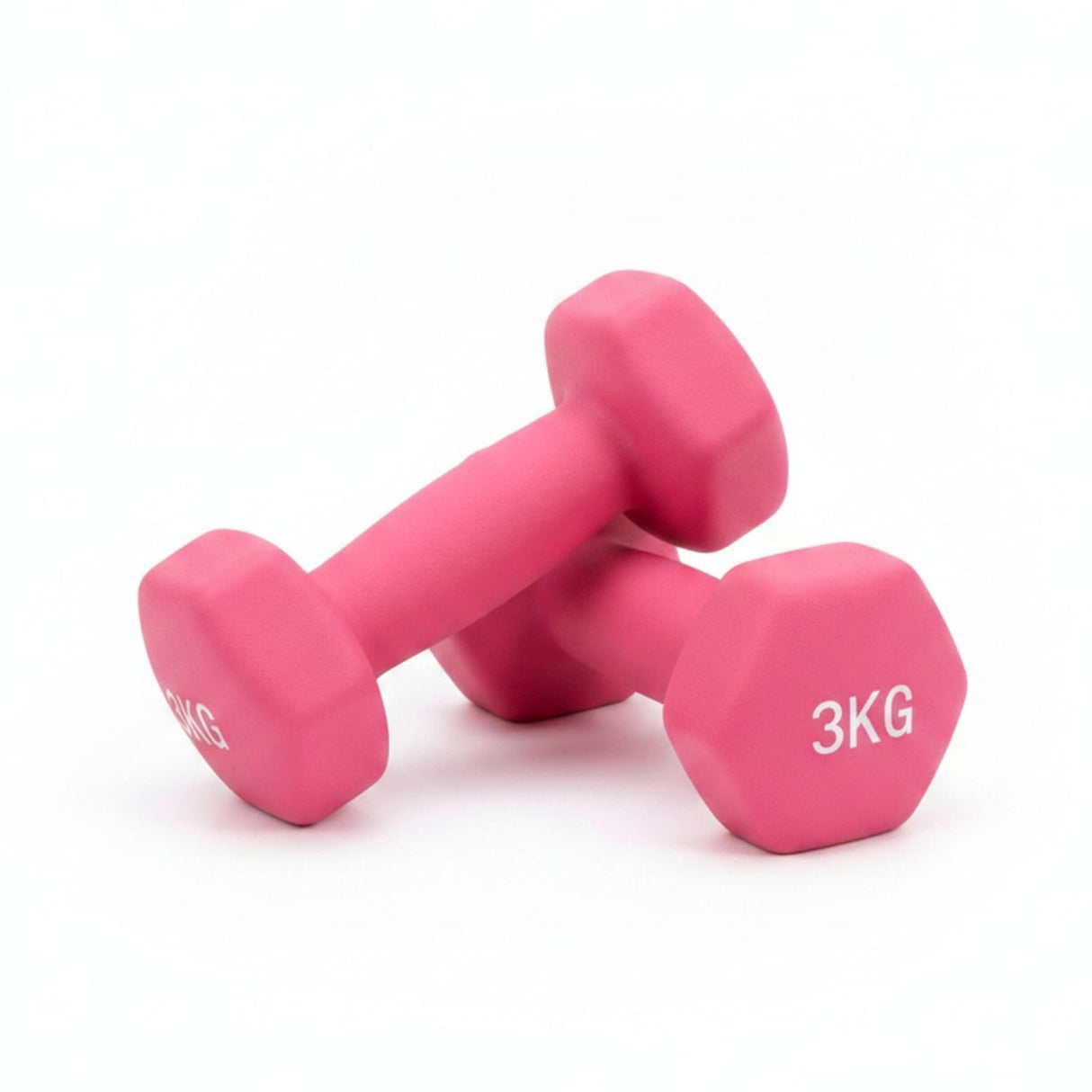 Set 2 Mancuernas 3kg Plástico Rosa Ejercicio Pesas Gimnasio