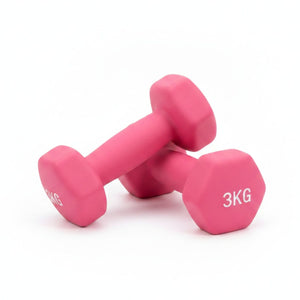 Set 2 Mancuernas 3kg Plástico Rosa Ejercicio Pesas Gimnasio