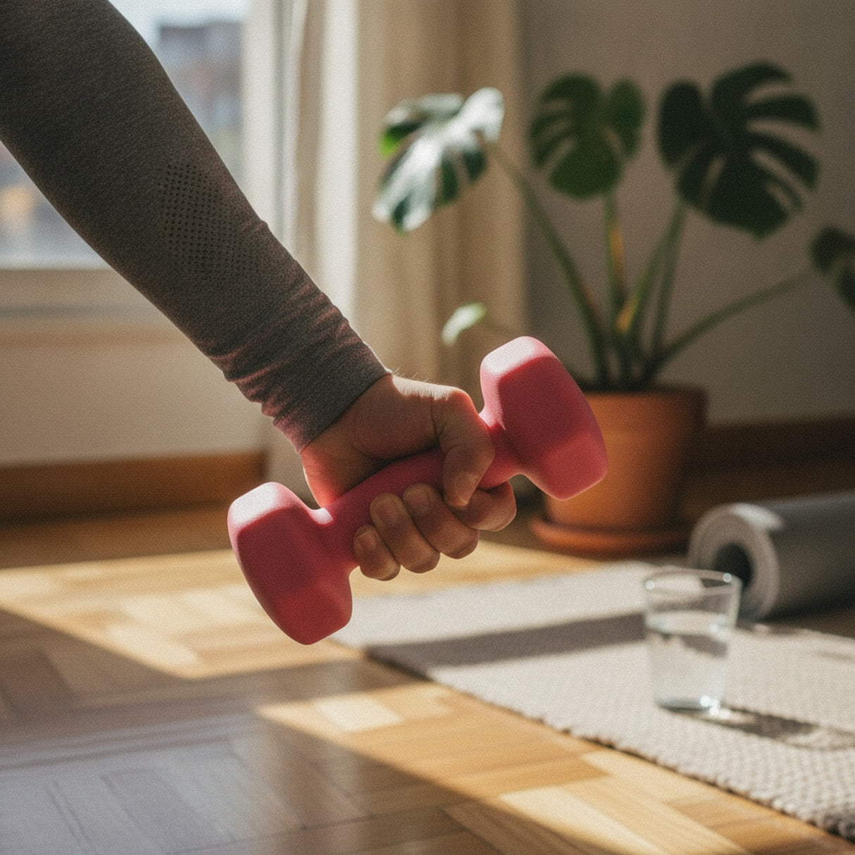 Set 2 Mancuernas 3kg Plástico Rosa Ejercicio Pesas Gimnasio