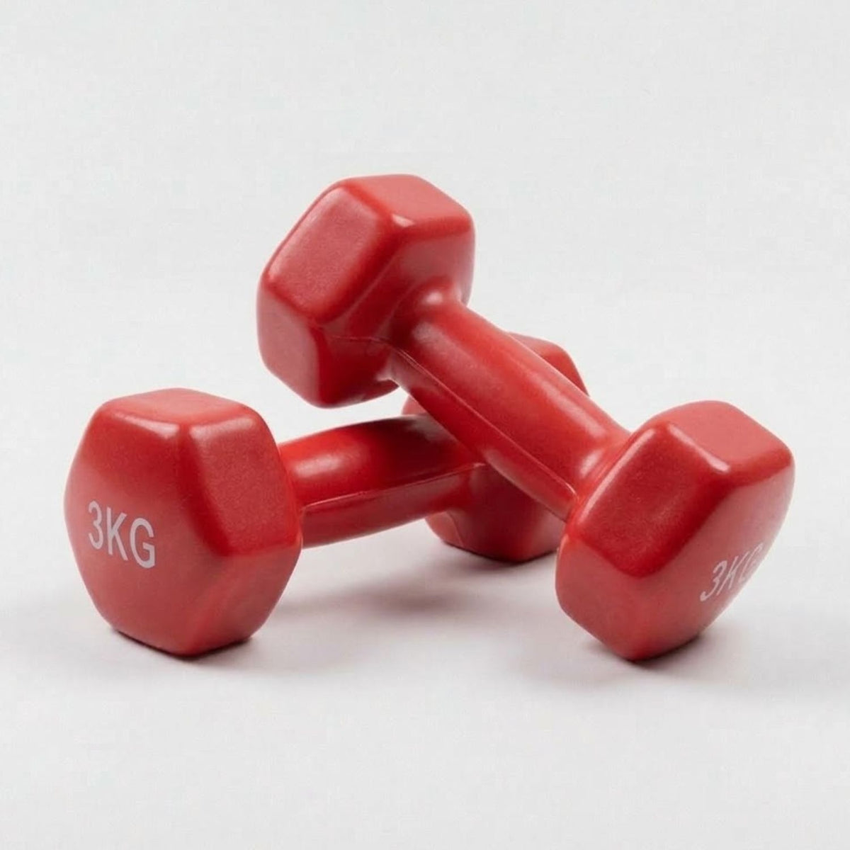 Set 2 Mancuernas 3kg Plástico Rojo Ejercicio Pesas Gimnasio