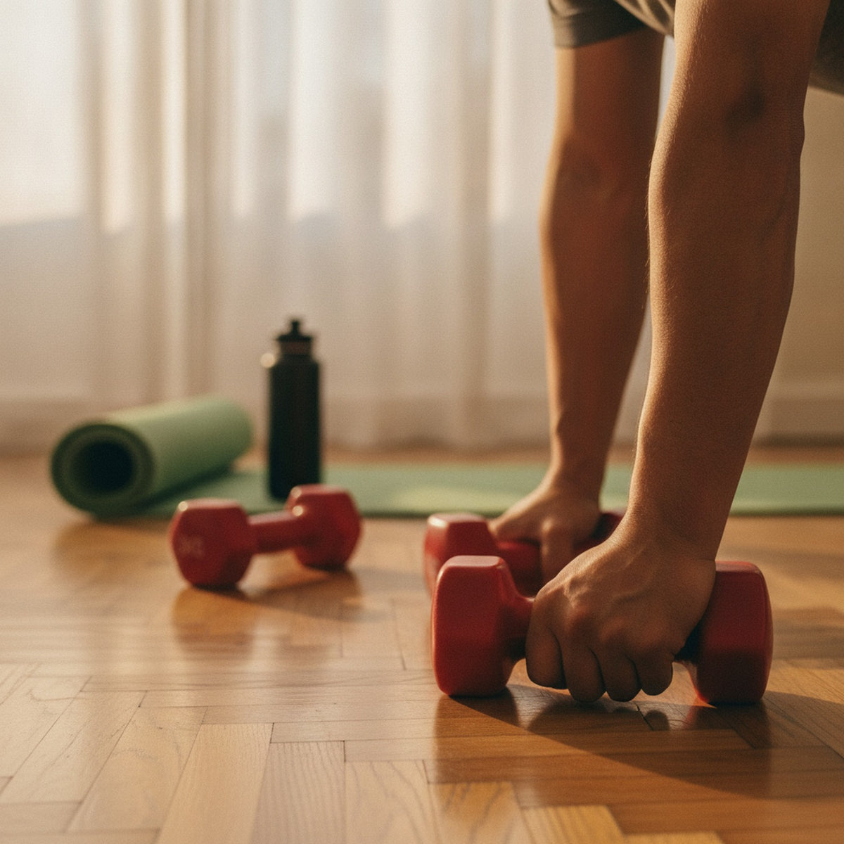 Set 2 Mancuernas 3kg Plástico Rojo Ejercicio Pesas Gimnasio