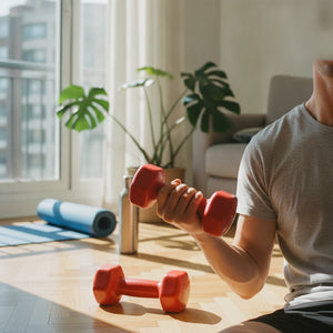 Set 2 Mancuernas 3kg Plástico Rojo Ejercicio Pesas Gimnasio