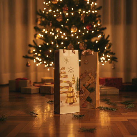 Set 10 Bolsas Regalos Navidad 36cm Vinos Espumantes