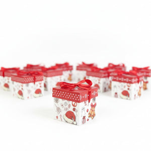 Set 12 Cajas Regalos Cinta Roja 10x10cm Joyas Chocolates