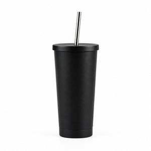 Vaso Termico Acero Inoxidable 600ml Bombilla Negro