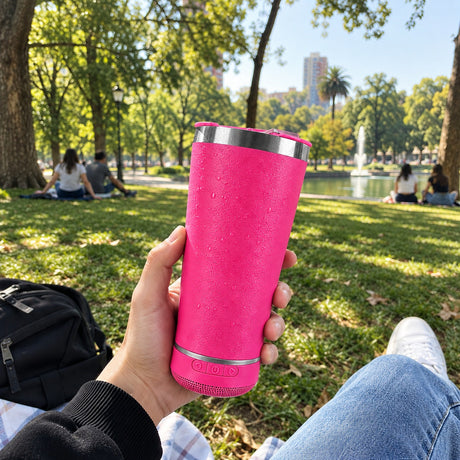 Termo Parlante Música Inoxidable Bluetooth Rosa