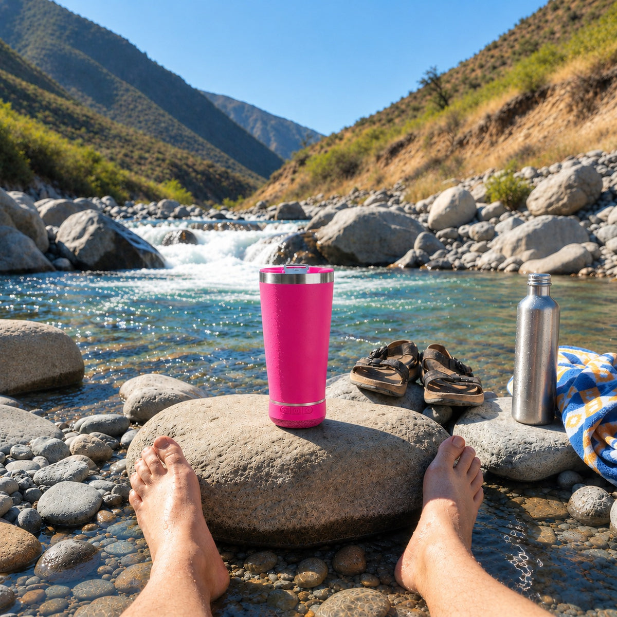 Termo Parlante Música Inoxidable Bluetooth Rosa