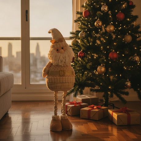 Muñeco Navideño Patas Extensibles 70cm Dorado