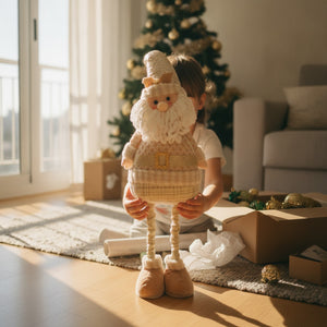 Muñeco Navideño Patas Extensibles 70cm Dorado