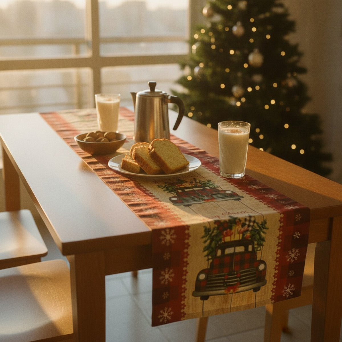 Camino Mesa Navideño 180x36cm Decoración Fiestas