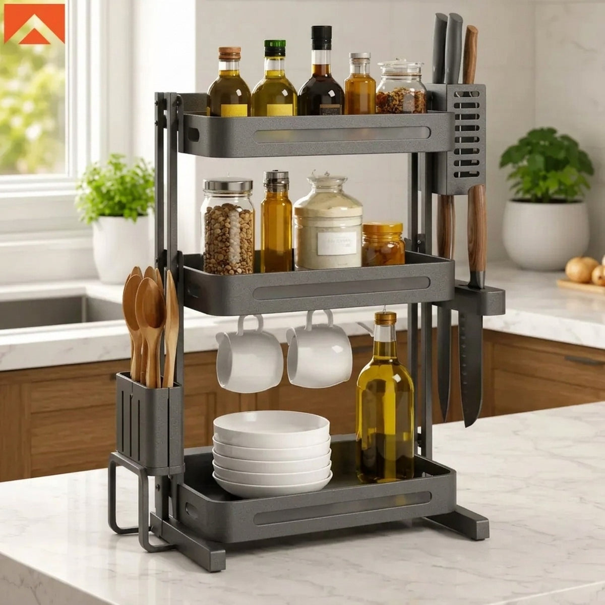 Rack Organizador Multitarea 3 Niveles Cocina 38cm