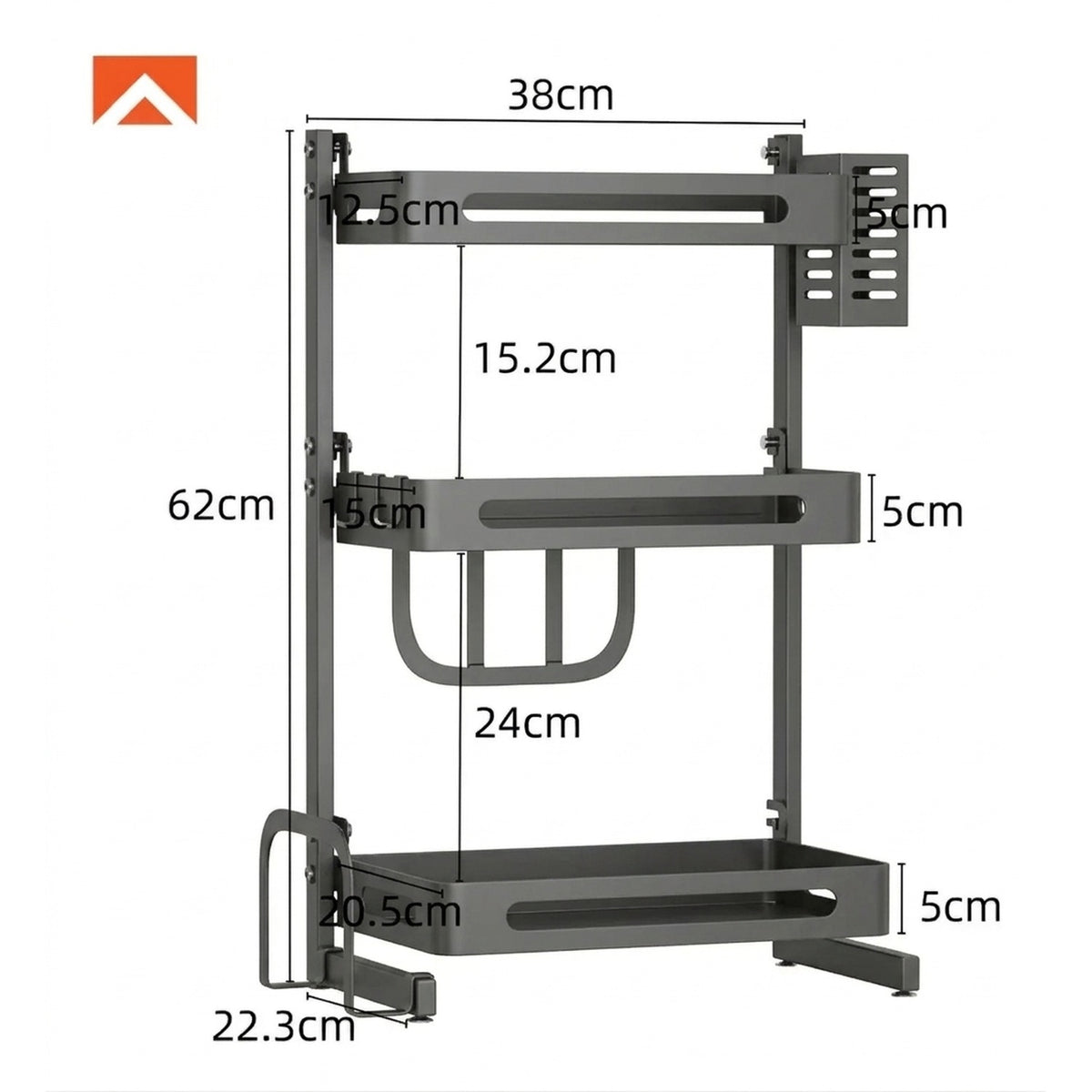Rack Organizador Multitarea 3 Niveles Cocina 38cm