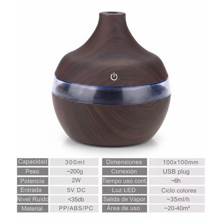 Humidificador Aromatizador Escencias Forma Grano Madera Oscuro | Disparo.cl