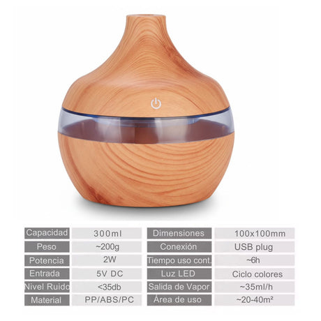 Humidificador Aromatizador Escencias Forma Grano Madera Claro | Disparo.cl