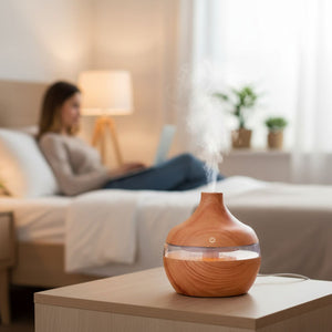 Humidificador Aromatizador Escencias Forma Grano Madera Claro | Disparo.cl