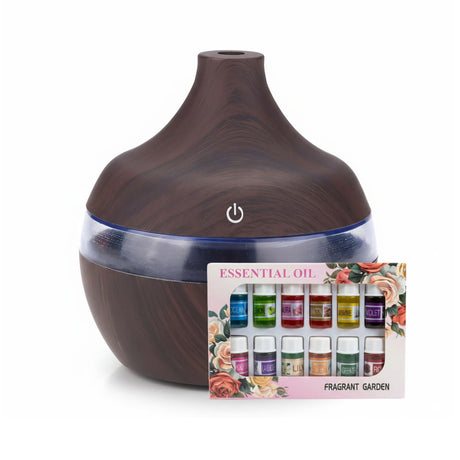 Pack Humidificador Aromatizador 12 Escencias Forma Grano Madera Oscuro | Disparo.cl