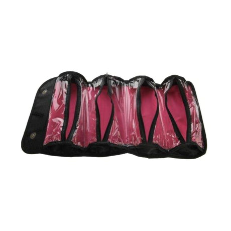 Estuche organizador de maquillaje negro de 24 cm, resistente al agua, con múltiples compartimentos para viajes y uso diario.-1-2-1