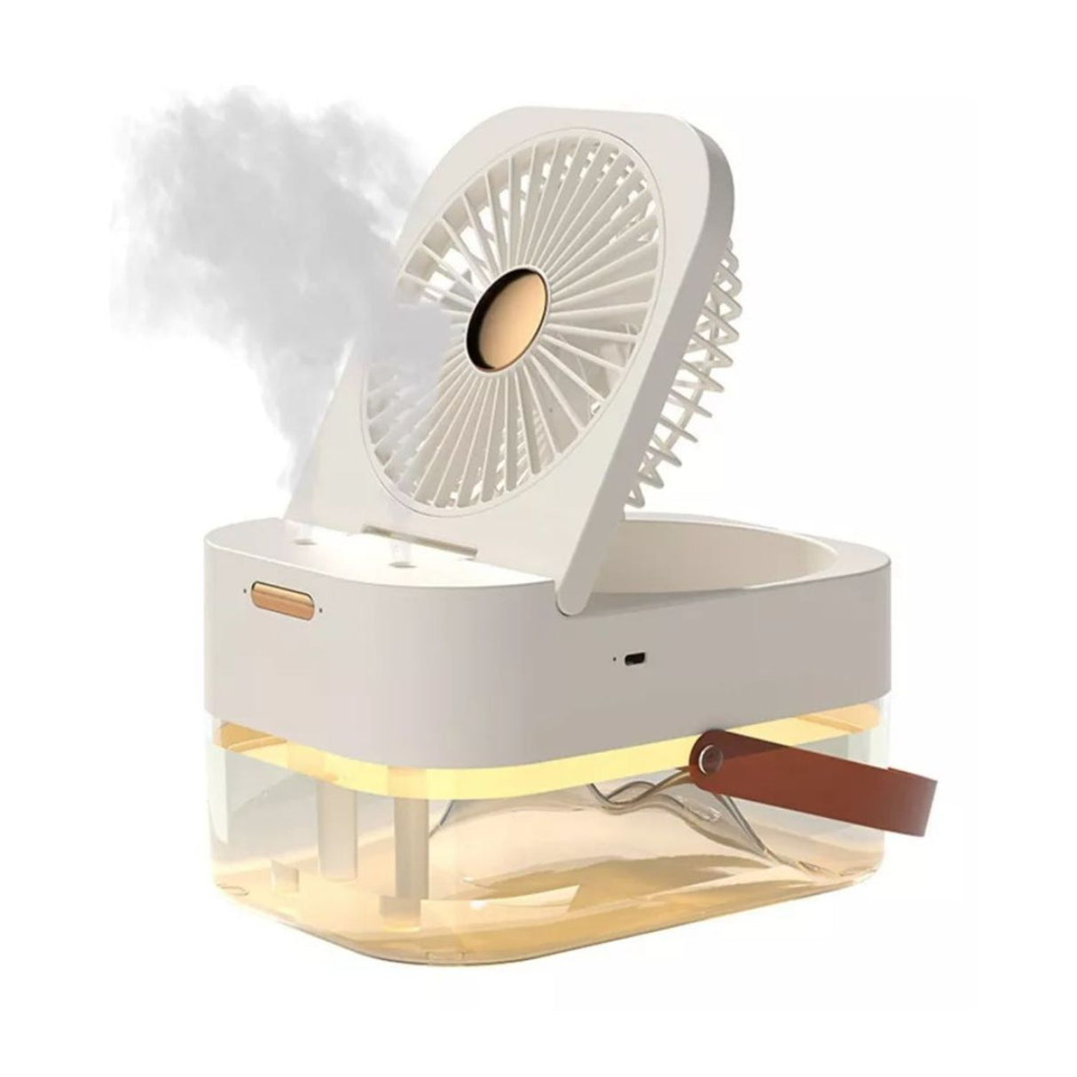 Ventilador humidificador USB blanco de 22cm, portátil y silencioso, ideal para oficinas y dormitorios, con control ajustable y tanque de 300ml.-1-1-1