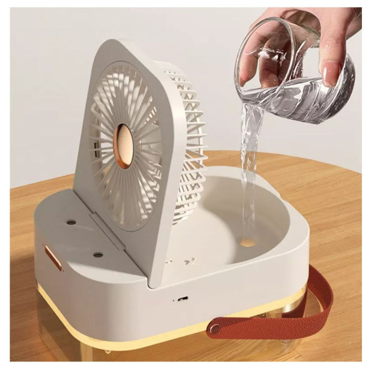 Ventilador humidificador USB blanco de 22cm, portátil y silencioso, ideal para oficinas y dormitorios, con control ajustable y tanque de 300ml.-1-3-1