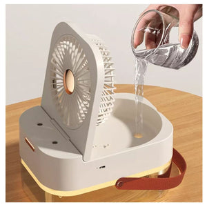 Ventilador humidificador USB blanco de 22cm, portátil y silencioso, ideal para oficinas y dormitorios, con control ajustable y tanque de 300ml.-1-3-1
