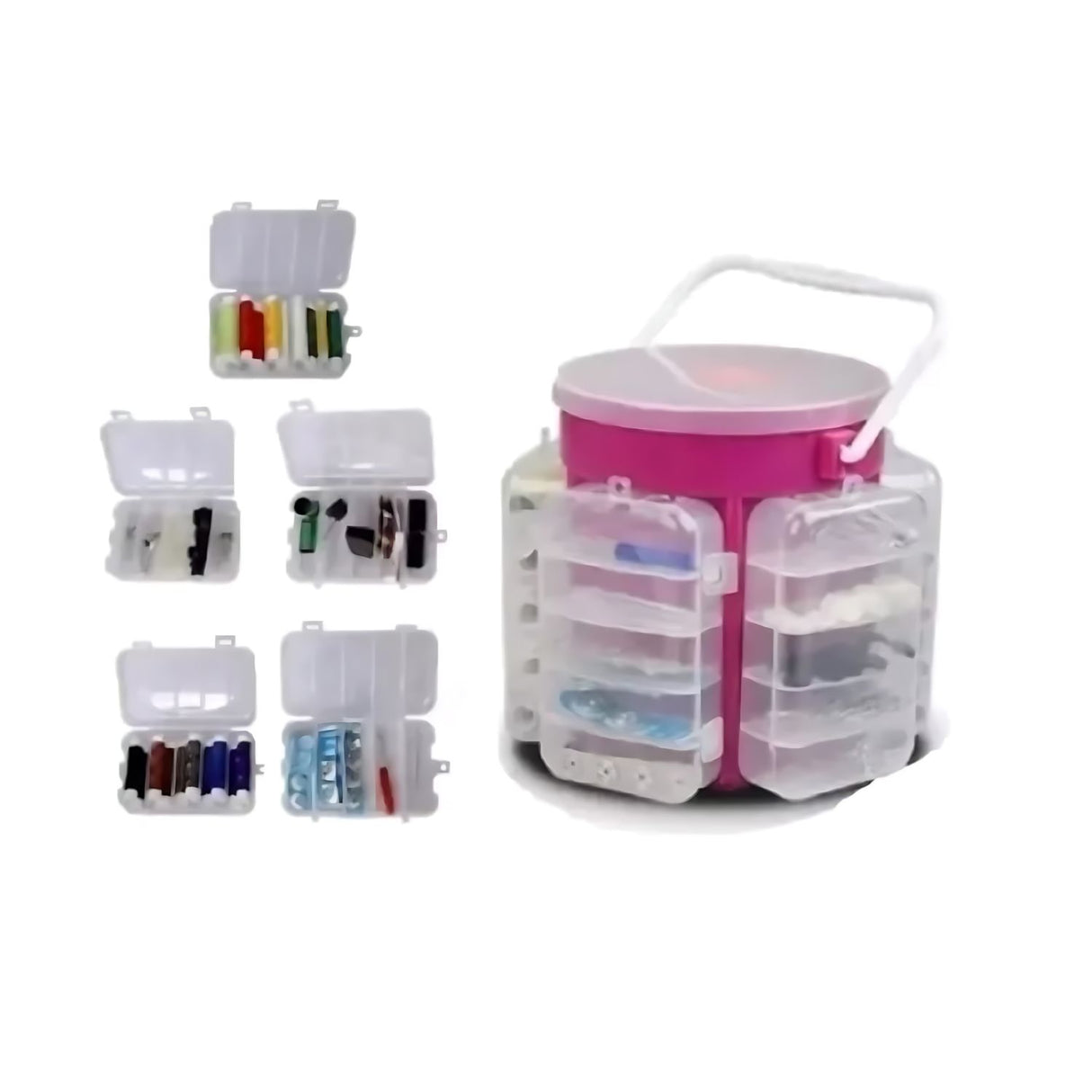 Costurero organizador de 210 piezas en plástico resistente, compacto y colorido, ideal para proyectos de costura y reparaciones.-1-3-1