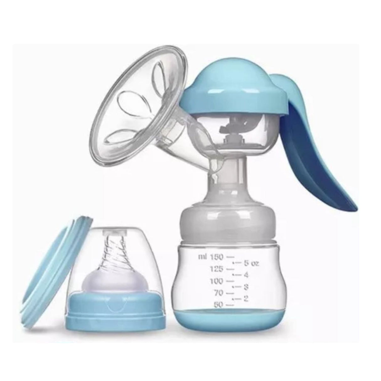 Extractor de leche manual azul, ergonómico y BPA-free, ideal para mamás lactantes. Fácil de usar y limpiar, perfecto para almacenar leche materna.-1