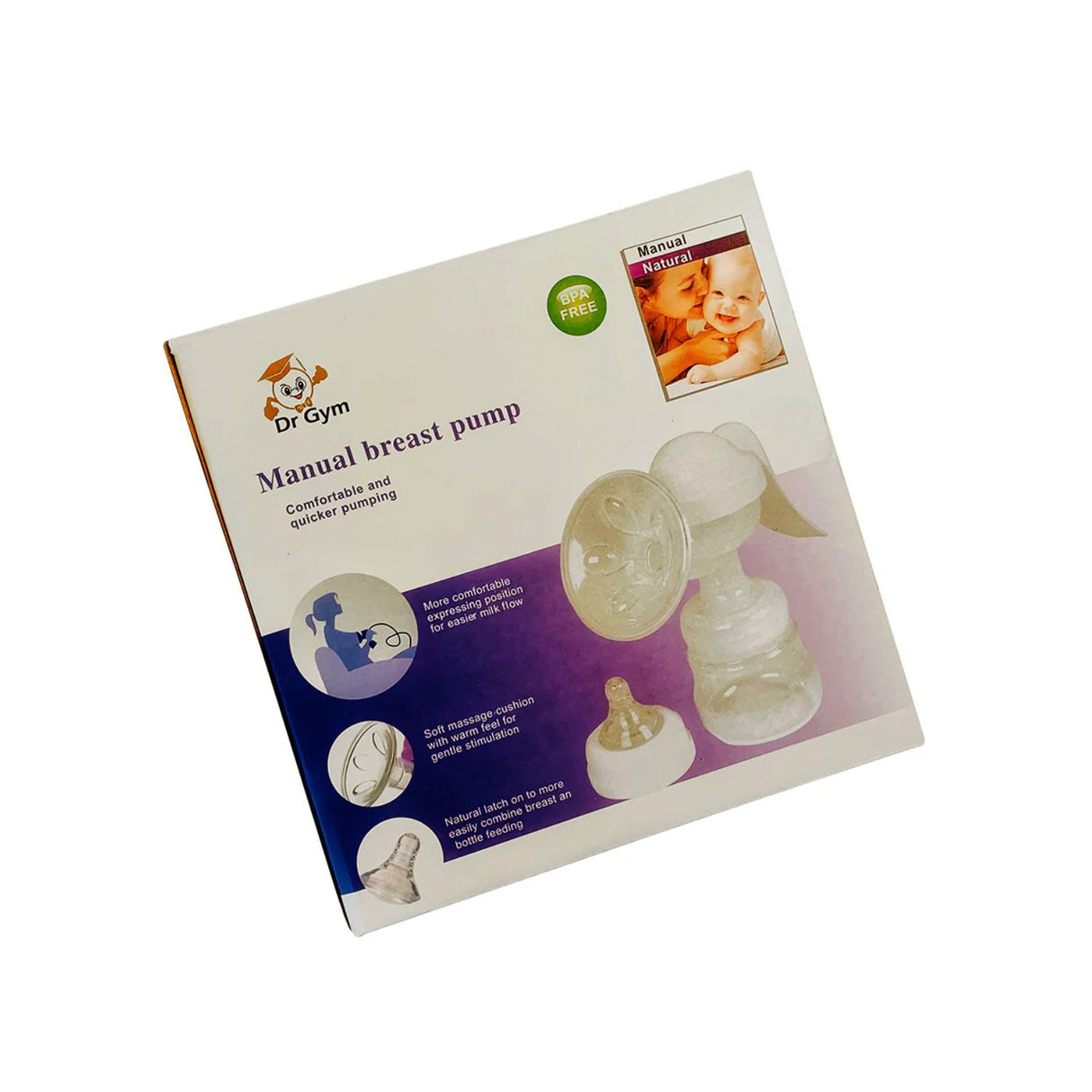 Extractor de leche manual azul, ergonómico y BPA-free, ideal para mamás lactantes. Fácil de usar y limpiar, perfecto para almacenar leche materna.-1-3-1