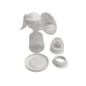 Extractor de leche manual blanco, ergonómico y portátil, fabricado en plástico BPA-free. Ideal para lactancia materna en cualquier lugar.-1-3-1