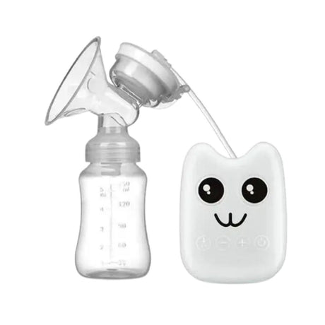 Extractor de leche eléctrico blanco con detalles en rosa, fabricado en plástico BPA-free, ideal para lactancia cómoda y eficiente.-1-1-1