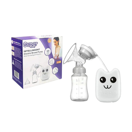 Extractor de leche eléctrico blanco con detalles en rosa, fabricado en plástico BPA-free, ideal para lactancia cómoda y eficiente.-1-2-1
