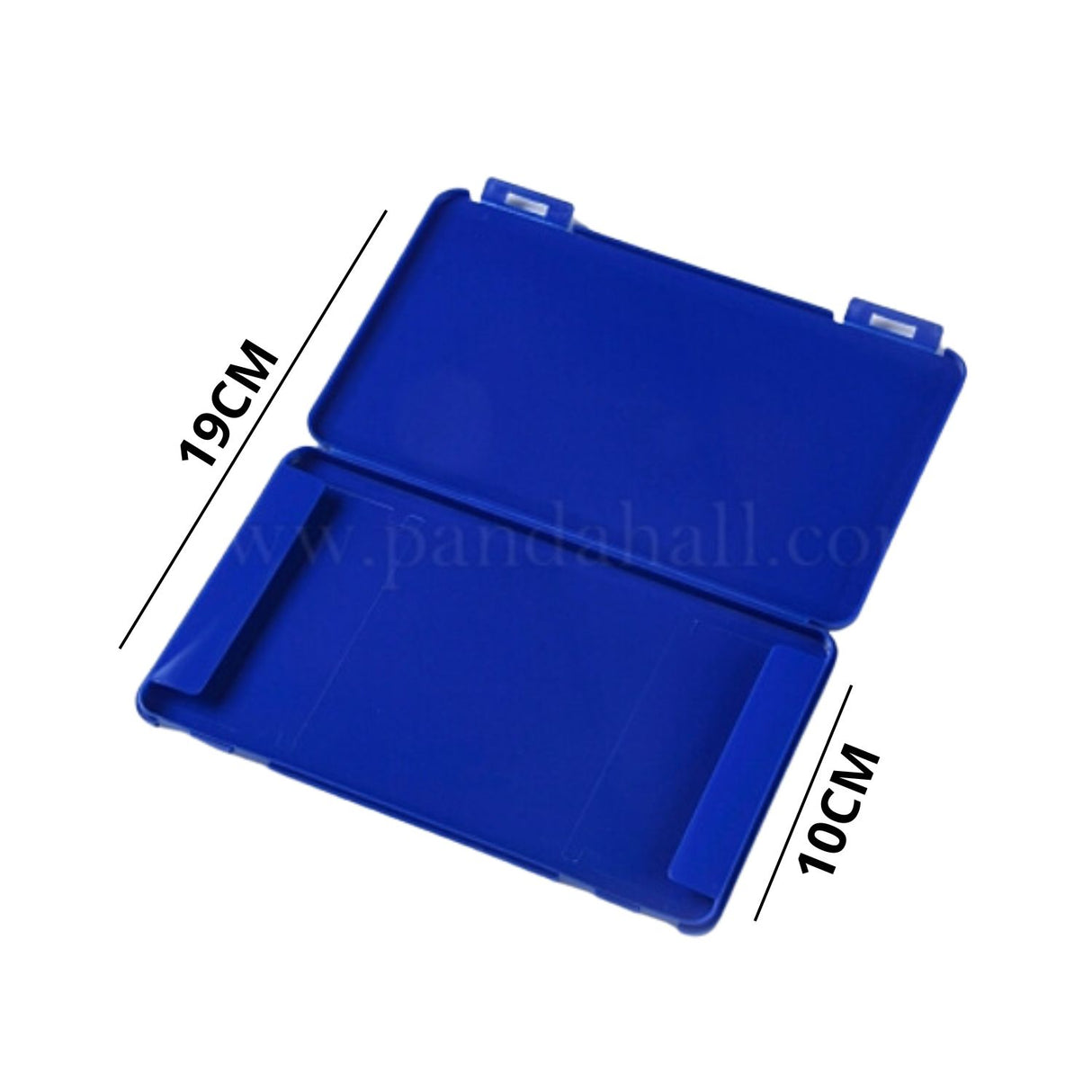 Porta mascarillas antibacterial rectangular azul de 19 cm, resistente y ligero, ideal para mantener mascarillas limpias y protegidas.-2