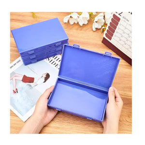 Porta mascarillas antibacterial rectangular azul de 19 cm, resistente y ligero, ideal para mantener mascarillas limpias y protegidas.-3