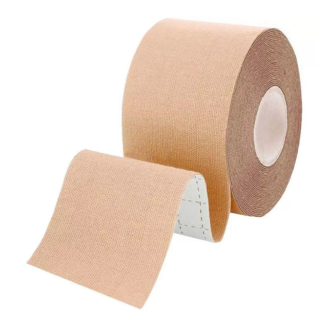 Cinta Kinesiológica Tape Neuromuscular beige, 500cm x 5cm, hipoalergénica, resistente al agua, ideal para soporte y alivio muscular.-1