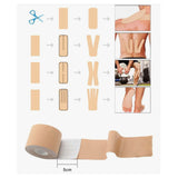 Cinta Kinesiológica Tape Neuromuscular beige, 500cm x 5cm, hipoalergénica, resistente al agua, ideal para soporte y alivio muscular.-3