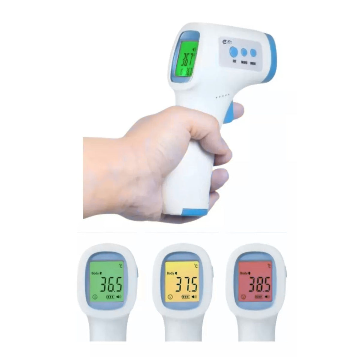 Termómetro láser violeta de 14 cm, medición infrarroja sin contacto, pantalla LCD retroiluminada, ideal para cocina e industria.-1-4-1
