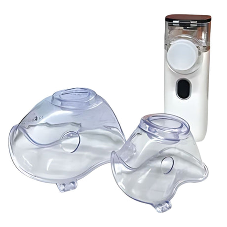 Nebulizador Nmesh blanco, compacto y portátil de 10 cm, ideal para tratamientos respiratorios eficientes en casa o clínicas.-1