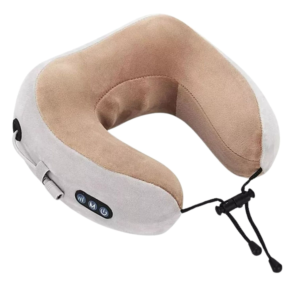 Almohada masajeadora beige de 22 cm, fabricada en espuma viscoelástica, ideal para aliviar tensión en cuello y espalda.-1-1-1
