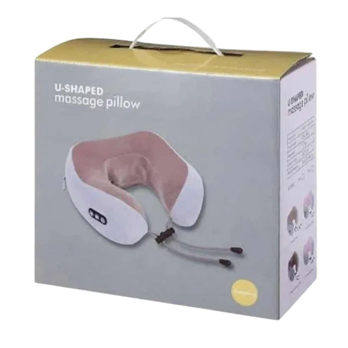 Almohada masajeadora beige de 22 cm, fabricada en espuma viscoelástica, ideal para aliviar tensión en cuello y espalda.-1-2-1
