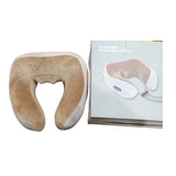 Almohada masajeadora beige de 22 cm, fabricada en espuma viscoelástica, ideal para aliviar tensión en cuello y espalda.-3