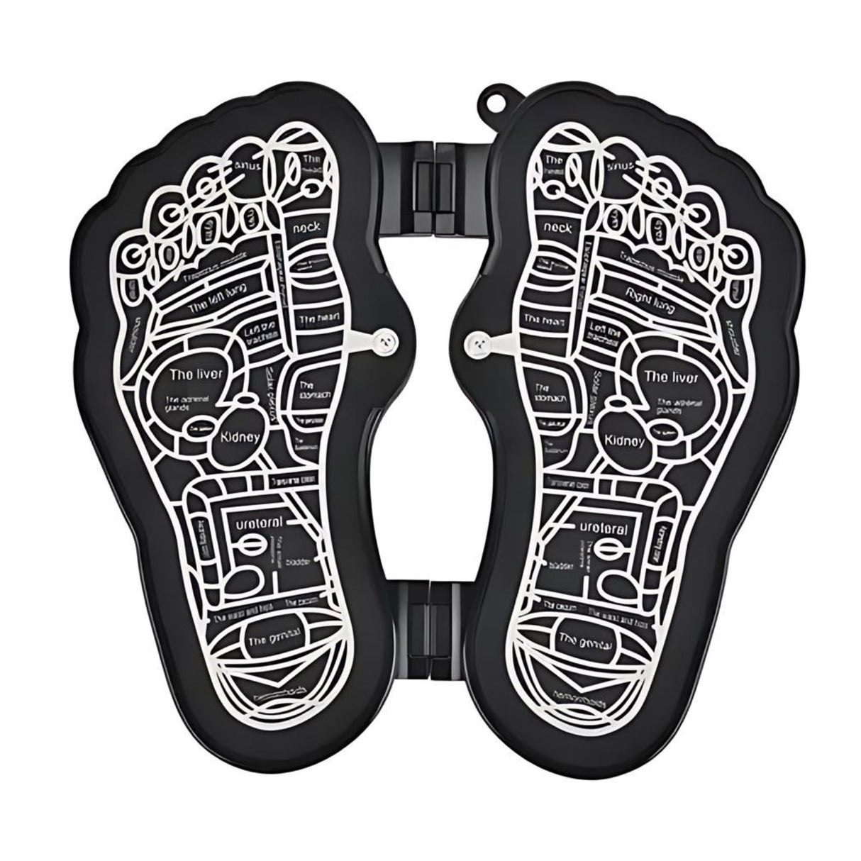 Electro Masajeador de Pies negro, ergonómico y compacto, con múltiples intensidades para aliviar estrés y fatiga en pies cansados.-1-1-1