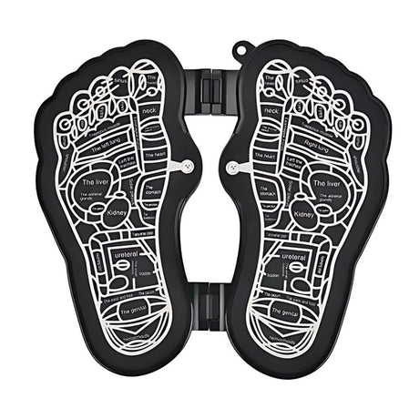 Electro Masajeador de Pies negro, ergonómico y compacto, con múltiples intensidades para aliviar estrés y fatiga en pies cansados.-1-1-1