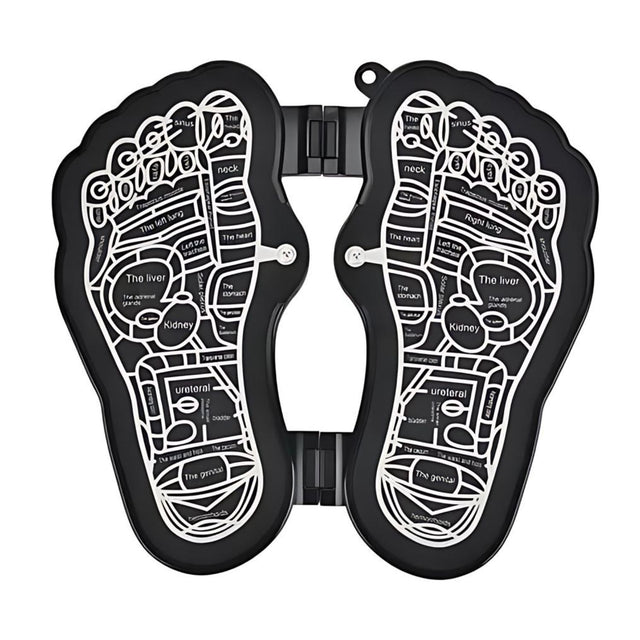 Electro Masajeador de Pies negro, ergonómico y compacto, con múltiples intensidades para aliviar estrés y fatiga en pies cansados.-1-1-1