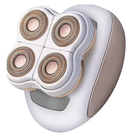Depiladora rosa compacta de 10 cm con cuchillas de acero inoxidable, ideal para uso diario en piernas y axilas. Eficaz y ergonómica.-1-2-1
