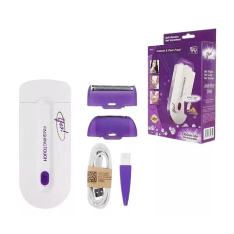 Depiladora portátil blanca de 12 cm, con cuchillas de acero inoxidable, compacta y eficaz para piernas, axilas y bikini. Ideal para viajes.-1-2-1