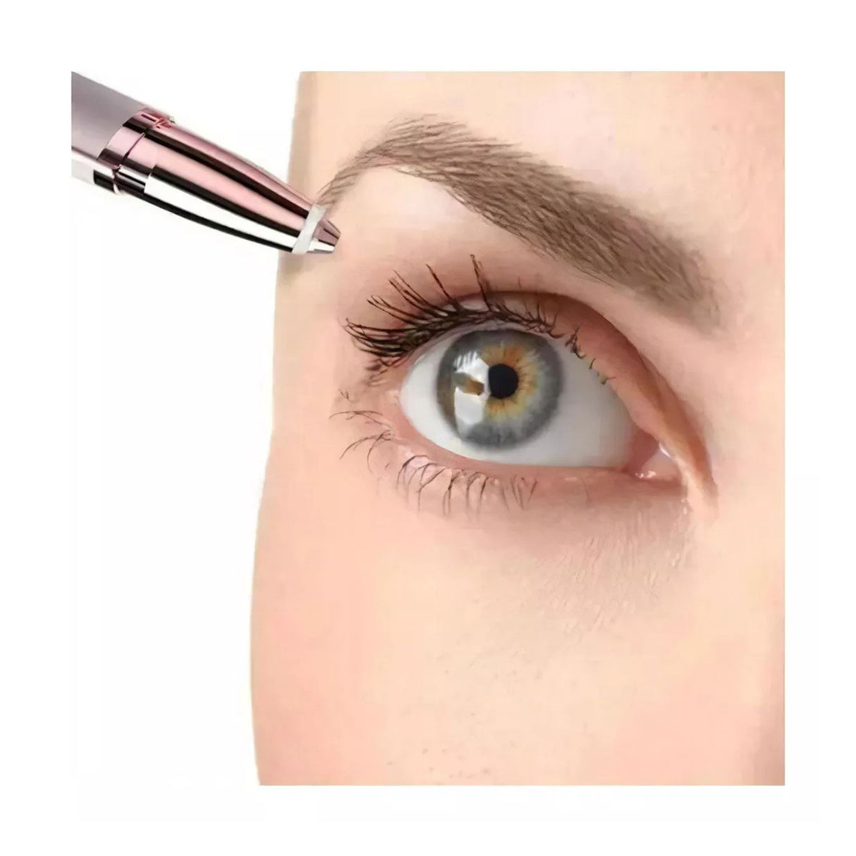 Depiladora portátil para cejas blanca de 13 cm, acero inoxidable, diseño ergonómico y cuchilla de precisión. Ideal para retoques rápidos.-4