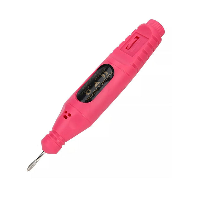 Limador de Uñas Eléctrico rosa de 13 cm, ergonómico y potente, ideal para dar forma a uñas naturales y artificiales en casa o viajes.-1