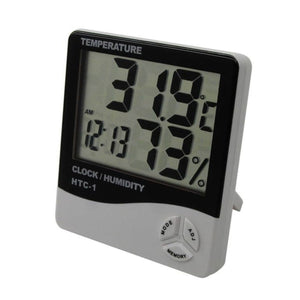 Termómetro Indoor HTC-1 blanco de 10 cm, mide temperatura y humedad con pantalla LCD, ideal para hogar y oficina.-2