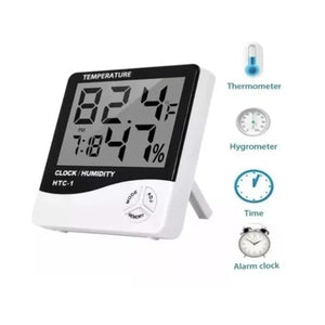 Termómetro Indoor HTC-1 blanco de 10 cm, mide temperatura y humedad con pantalla LCD, ideal para hogar y oficina.-4