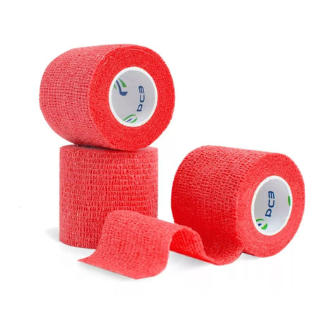 Venda Koban roja de 5cm x 250cm, hipoalergénica y resistente, ideal para primeros auxilios y estabilización de lesiones.-1-2-1